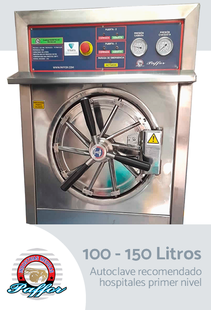 Autoclaves 100 - 150 litros, recomendado para hospitales de primer nivel
