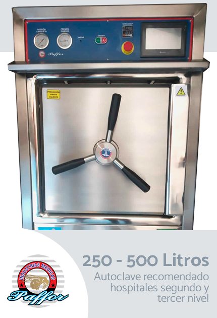Autoclaves 250 - 500 litros, recomendado para hospitales de segundo y tercer nivel